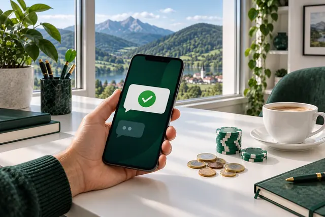 online casino: smartfón s potvrdením platby v správe, eurové mince a žetóny