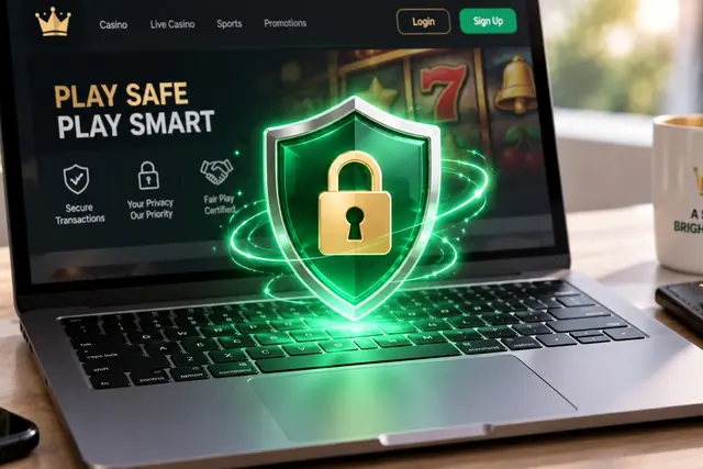 online casino: smaragdový štít so zámkom nad klávesnicou notebooku