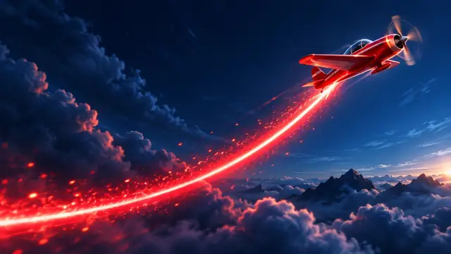 Aviator – červené lietadielko stúpa po krivke