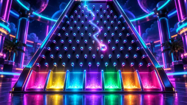 Plinko – pyramída kolíkov a padajúca gulička